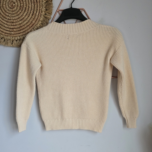 Belati Boy's Cream Chunky Rib Knit V-Neck Double Button Cardigan Size 7 Years - Picture 4 of 8